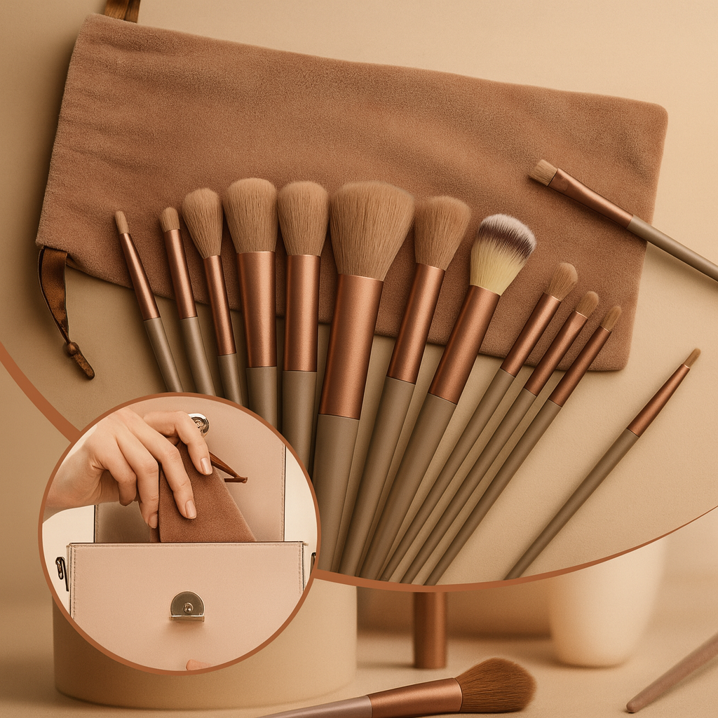 Set Profesional de 13 Brochas Mynauvra™ – Suavidad, Precisión y Maquillaje Perfecto