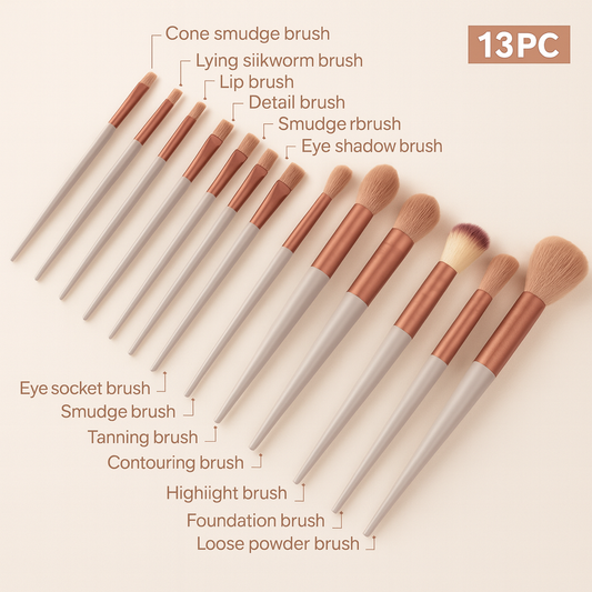Set Profesional de 13 Brochas Mynauvra™ – Suavidad, Precisión y Maquillaje Perfecto
