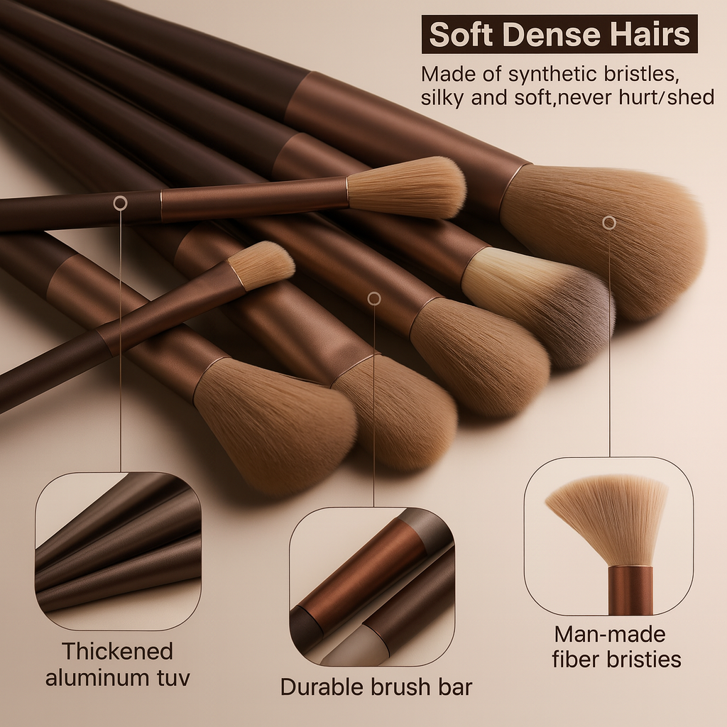 Set Profesional de 13 Brochas Mynauvra™ – Suavidad, Precisión y Maquillaje Perfecto