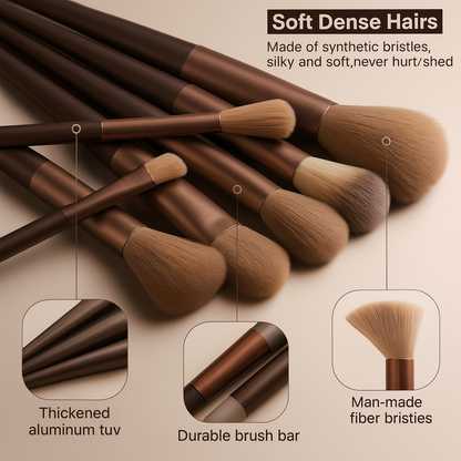 Set Profesional de 13 Brochas Mynauvra™ – Suavidad, Precisión y Maquillaje Perfecto